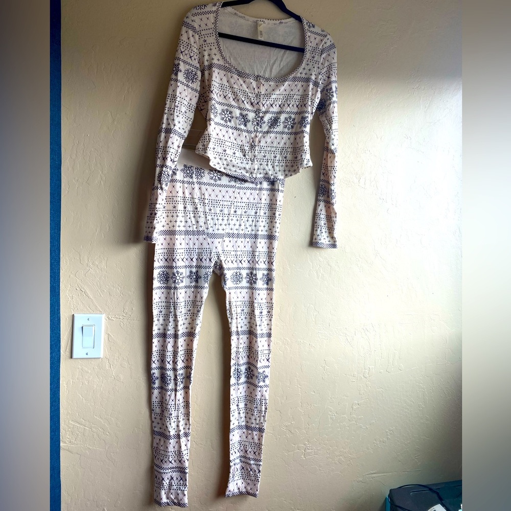 Skims - Holiday Pajama Set - Fair Isle Long John Style - Size XL